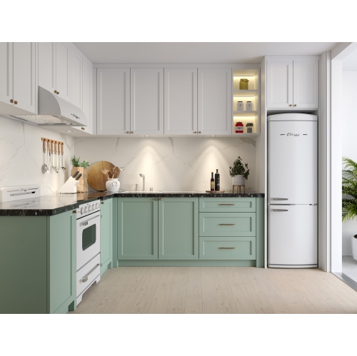 Unique Appliances Classic Retro 24-inch 12 cu. ft. Retro Frost Free Bottom Freezer Refrigerator in Marshmallow White