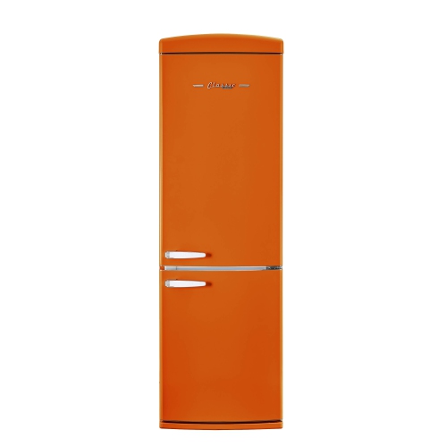 UNIQUE APPLIANCES  Classic Retro 24-Inch 12 Cu. Ft. Retro Frost Free Bottom Freezer Refrigerator In Creamsicle In Orange