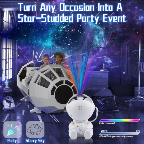 YOULIGHTS Astronaut starry sky projector, galaxy projector lamp, night light for kids, nebula chandelier with remote control, birthday, Valentine's