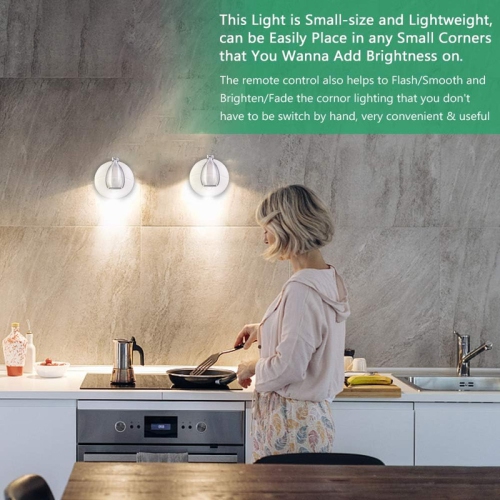 YOULIGHTS 2 Pack, RGB LED Spotlight, Battery Operated Accent Lights, Indoor Mini Puck Light, Dimmable Uplight, 4000K Warm White, Stick on Anywhere