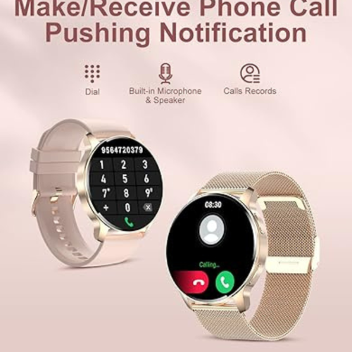 Smart Watches for Women Fashion with Making/Receive Call Notification AI Voice Assistant Compatible Android iOS Sports Fitness Heart Rate Blood
