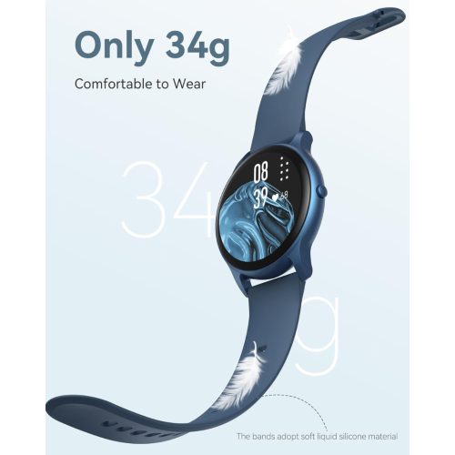 Smart Watch for Women Men, AGPTEK 5ATM Waterproof Fitness Tracker Watch, 1.3'' Full Touch Sports Smartwatch with Heart Rate Monitor Message