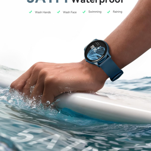 Smart Watch for Women Men, AGPTEK 5ATM Waterproof Fitness Tracker Watch, 1.3'' Full Touch Sports Smartwatch with Heart Rate Monitor Message