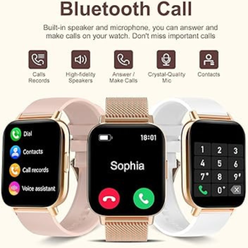 Smart Watch for Women Activity Fitness Tracker with Pedometer Heart Rate AI Voice Control Sleep Monitor 1.85" HD Full Touch Screen Waterproof