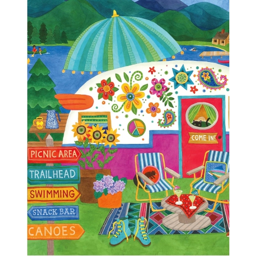 Ceaco - 5 in 1 Multipack - Happy Camper - 300 Piece, (2) 500 Piece, (1) 750 Piece Jigsaw Puzzles