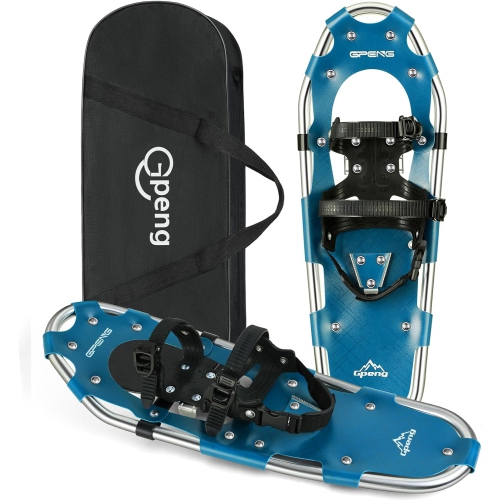 Gpeng Snowshoes for Men Women Youth Kids, Light Weight Aluminum Snow Shoes with Crampon Protector and Carrying Tote Bag - Blue,30"