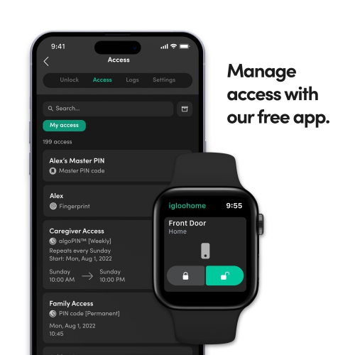 igloohome Deadbolt Go Smart Lock (Satin Nickel) w/Fingerprint, Digital Keys, Remote PIN Codes, Apple Watch & Alexa w/WiFi Bridge (Sold Separately) -