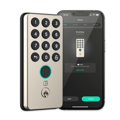 igloohome Deadbolt Go Smart Lock (Satin Nickel) w/Fingerprint, Digital Keys, Remote PIN Codes, Apple Watch & Alexa w/WiFi Bridge (Sold Separately) -