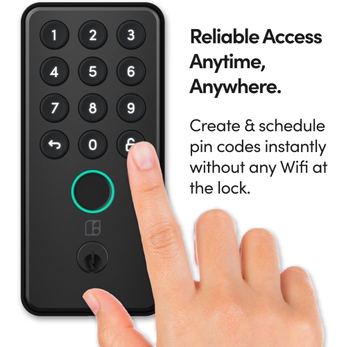 igloohome Deadbolt Go Smart Lock (Black) w/Fingerprint, Digital Keys, Remote PIN Codes, Apple Watch & Alexa w/WiFi Bridge (Sold Separately) - Tested