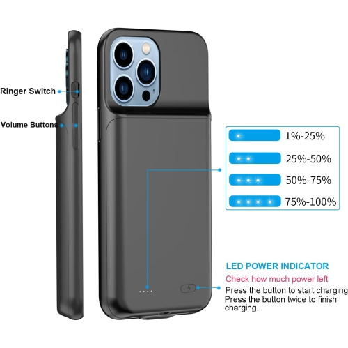y Case for iPhone 13, 7000mah Portable Rechargeable y Charger Case Protective Charging Case Battery Batteries Replacement Ni-MH AAA for Panasonic