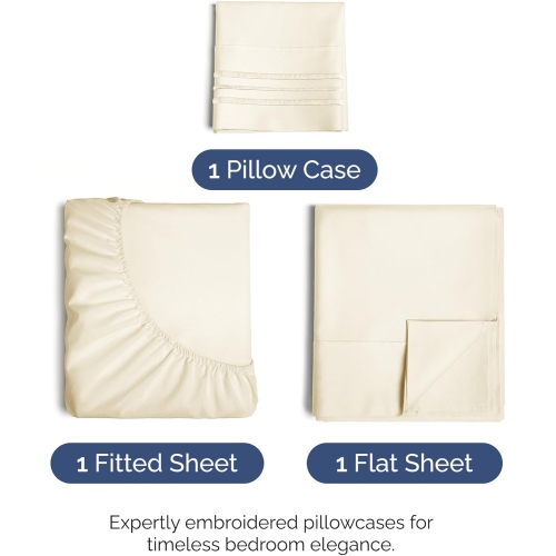 Twin Size 3 Piece Sheet Set - Comfy Breathable & Cooling Sheets-Hotel Luxury Bed Sheets - Deep Pockets, Easy-Fit, Extra Soft & Wrinkle Free Sheets