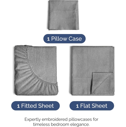 Ensemble de draps 3 pièces pour lit simple - Comfy Breathable & Cooling Sheets - draps Hotel Luxury - poches profondes, Easy-Fit, draps doux et non