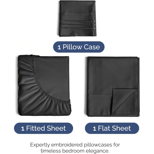 Twin Size 3 Piece Sheet Set - Comfy Breathable & Cooling Sheets - Hotel Luxury Bed Sheets -Deep Pockets, Easy-Fit, Extra Soft & Wrinkle Free Sheets -