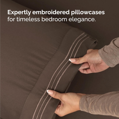 Twin Size 3 Piece Sheet Set - Comfy Breathable & Cooling Sheets - Hotel Luxury Bed - Deep Pockets, Easy-Fit, Extra Soft & Wrinkle Free Sheets - Brown