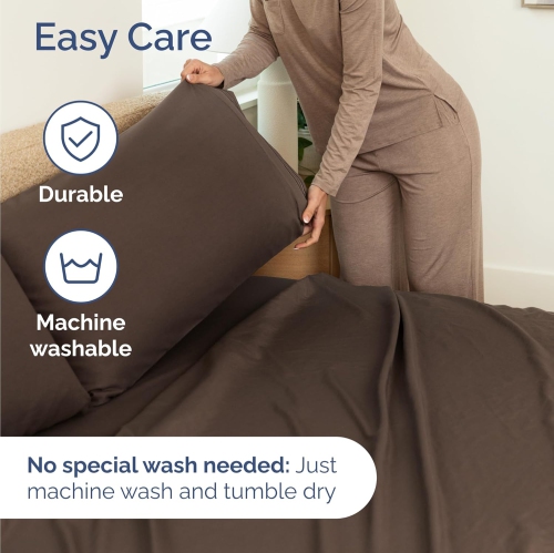 Twin Size 3 Piece Sheet Set - Comfy Breathable & Cooling Sheets - Hotel Luxury Bed - Deep Pockets, Easy-Fit, Extra Soft & Wrinkle Free Sheets - Brown