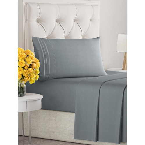 Ensemble de draps 3 pièces pour lit simple - Comfy Breathable & Cooling Sheets - draps Hotel Luxury - poches profondes, Easy-Fit, draps doux et sans