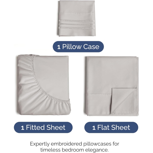 Twin Size 3 Piece Sheet Set - Comfy Breathable & Cooling Sheets - Hotel Luxury Bed Sheets - Deep Pockets, Easy-Fit, Soft & Wrinkle Free Sheets -