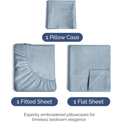 Draps 3 pièces pour lit simple - Comfy Breathable & Cooling Sheets - Hotel Luxury Bed Sheets-Deep Sheets, Easy-Fit, Soft & Wrinkle Free - Ensemble de