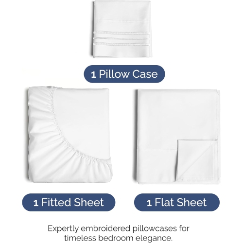 Twin Size Sheet Set - 3 Piece Set - Hotel Luxury Bed Sheets - Extra Soft - Deep Pockets - Easy Fit - Breathable & Cooling Sheets - Wrinkle Free -