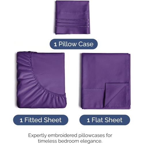 Twin Size 3 Piece Sheet Set - Comfy Breathable & Cooling Sheets - Hotel Luxury Bed Sheets - Deep Pockets, Easy-Fit, Extra Soft & Wrinkle Free Sheets