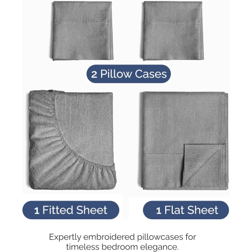 Ensemble de draps 4 pièces lit double - Comfy Breathable & Cooling Sheets - Hotel Luxury Bed Sheets - poches profondes, Easy-Fit, draps doux et non