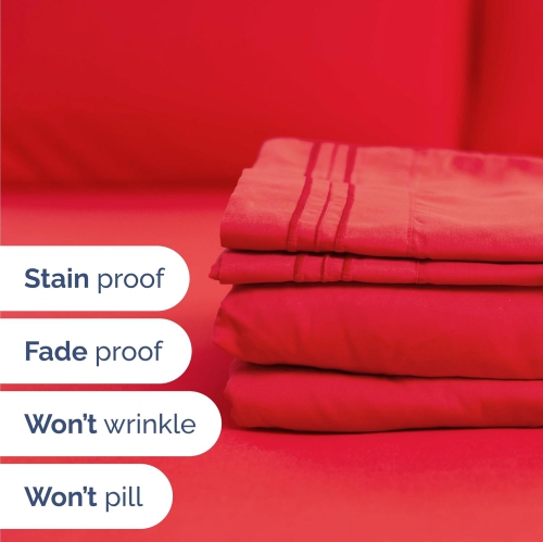 Full Size 4 Piece Sheet Set - Comfy Breathable & Cooling Sheets - Hotel Luxury Bed Sheets - Deep Pockets, Easy-Fit, Extra Soft & Wrinkle Free Sheets