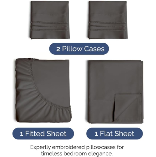 Full Size 4 Piece Sheet Set - Comfy Breathable & Cooling Sheets - Hotel Luxury Bed Sheets-Deep Pockets, Easy-Fit, Extra Soft & Wrinkle Free Sheets -