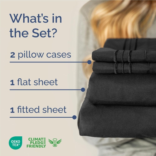 Full Size 4 Piece Sheet Set - Comfy Breathable & Cooling Sheets - Hotel Luxury Bed Sheets - Deep Pockets, Easy-Fit, Extra Soft & Wrinkle Free Sheets