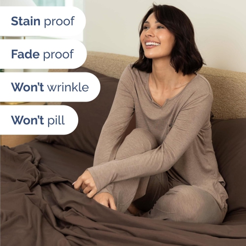 Full Size 4 Piece Sheet Set - Comfy Breathable & Cooling Sheets - Hotel Luxury Bed Sheets - Deep Pockets, Easy-Fit, Extra Soft & Wrinkle Free Sheets