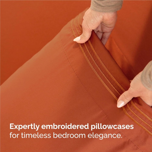 Full Size 4 Piece Sheet Set - Comfy Breathable & Cooling Sheets - Hotel Luxury Bed - Deep Pockets, Easy-Fit, Soft & Wrinkle Free Sheets - Terracotta