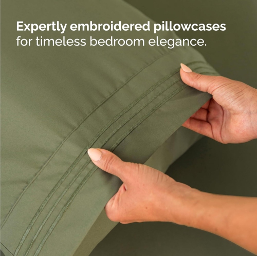 Full Size 4 Piece Sheet Set - Comfy Breathable & Cooling Sheets - Hotel Luxury Bed Sheets - Deep Pockets, Easy-Fit, Soft & Wrinkle Free Sheets - Sage