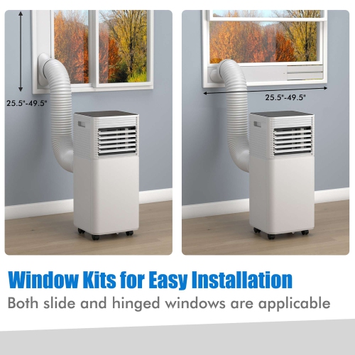 Costway Portable Air Conditioner, 8000BTU Ac Unit Spaces up to 230sq.ft, with Remote Control, 24H Timer & Window Venting Kit, Sleep Mode