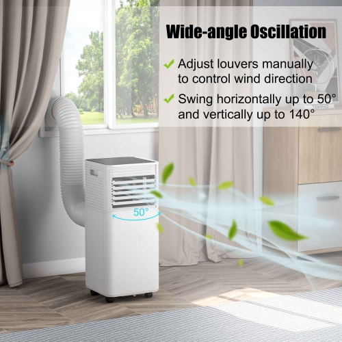 Costway Portable Air Conditioner, 8000BTU Ac Unit Spaces up to 230sq.ft, with Remote Control, 24H Timer & Window Venting Kit, Sleep Mode