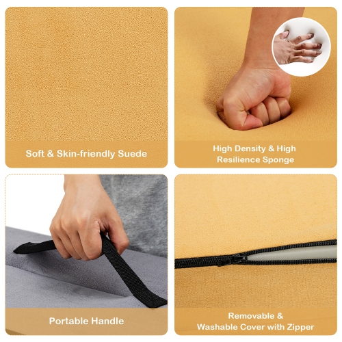 Costway Kids Couch, 4-Piece Convertible Children's Sofa Playset or 2 Chair w/Folding Mats & 2 Pillows, Washable Cover, Toddler to Teen Bedroom