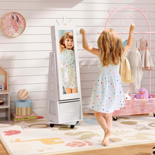 Armoire à bijoux pour enfants de Costway avec tiroir pliable pleine longueur et système antibasculement