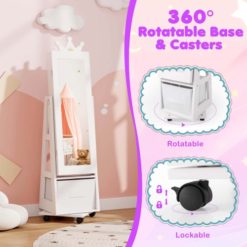 Armoire à bijoux pour enfants de Costway avec tiroir pliable pleine longueur et système antibasculement