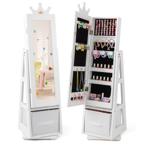 Armoire à bijoux pour enfants de Costway avec tiroir pliable pleine longueur et système antibasculement