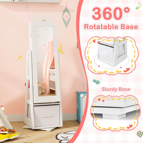 Armoire à bijoux pour enfants de Costway avec tiroir pliable pleine longueur et système antibasculement