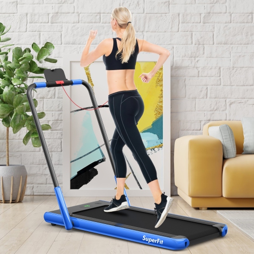 SuperFit 2 in 1 Folding Treadmill, 2.25HP Under Desk Electric Superfit Treadmill, Installation-Free with APP Control, Remote Control, Bluetooth