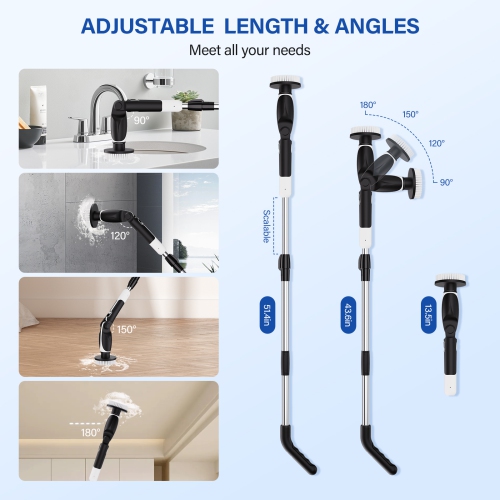 &nbsp;&nbsp;&nbsp;&nbsp;&nbsp;Brosse de nettoyage électrique sans fil avec 7 têtes de brosse de nettoyage réglables pour baignoire, cuisine, salle de