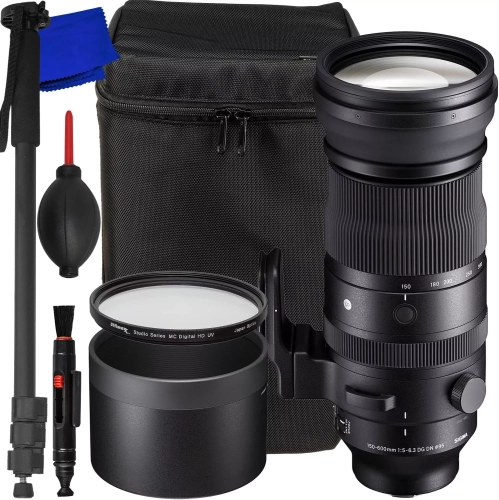 SIGMA  150-600MM F/5-6.3 Dg Dn Os Sports Lens for Sony E - 6PC Accessory Bundle