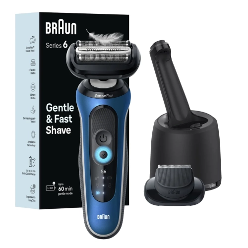Image 1 de 6.. Braun Electric Shaver for Men, Series 6 6175cc, Wet & Dry Shave, Turbo & GentleShaving Modes, Foil Shaver, Clean & Charge SmartCare CenterIncluded,