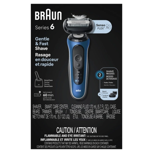 Braun Electric Shaver for Men, Series 6 6175cc, Wet & Dry Shave, Turbo & GentleShaving Modes, Foil Shaver, Clean & Charge SmartCare CenterIncluded,