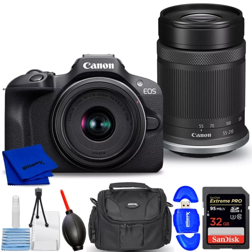 CANON  Eos R100 Mirrorless Camera With 18-45MM And 55-210MM Lenses Bundle
