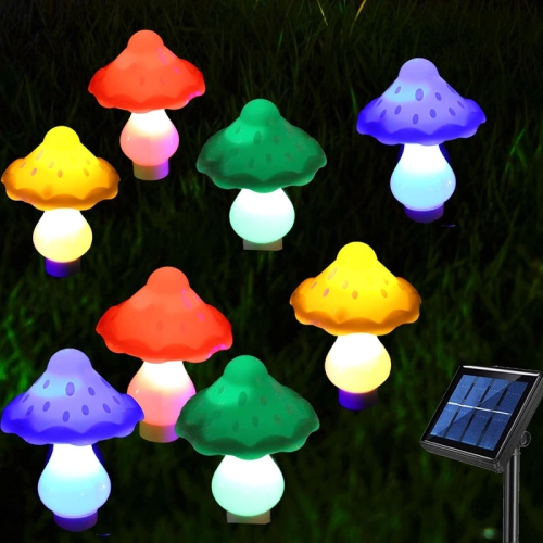 YOULIGHTS  Outdoor Solar Garden Ligths for Yard Patio Decor \w 8 Led Lamps, Out Side Landscaping Solar Powered Mushroom String Lights Waterproof For