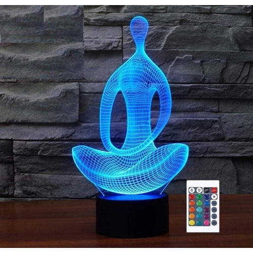 YOULIGHTS  3D Yoga Meditation Night Light Desktop Optical Illusion Lamp, 16 Color Changing Remote Control Led Lights for Home Decoration, Christmas