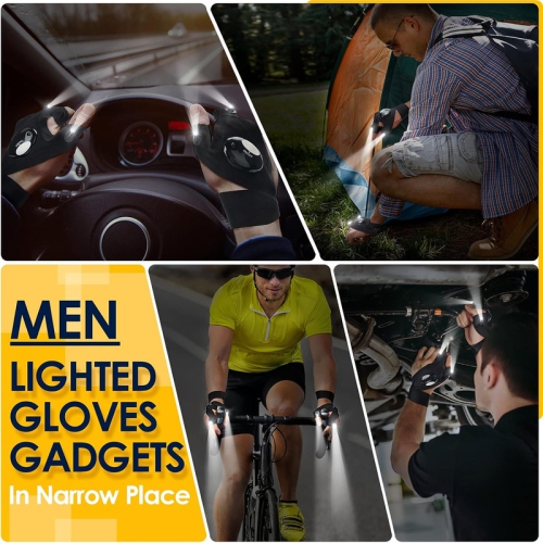YOULIGHTS Flashlight Gloves, Men's Christmas Gifts for Dad Husband and Grandpa, Cool Gadgets, Fishing Camping Reading Lights for Men, Adults,