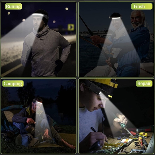 YOULIGHTS Headlamp Rechargeable, 2 Pack Super Bright 350 Lumens, 6 Modes 1200mAh, 230° Wide Beam Headlamp, IPX6 Waterproof for Hiking Running Repair