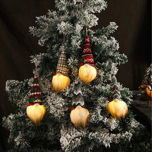 YOULIGHTS 5 Pieces Christmas Gnome Lights, Christmas Tree Hanging Ornaments, Scandinavian Gnome Chandeliers, Elf Decorations and Christmas Gifts for