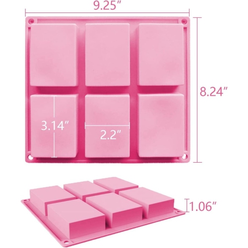 3 Pack Silicone Soap Molds, 6 Cavities Flower Making Mold, Included Rectangle Shape Supplies, Perfect for Handmade Soaps, Homemade